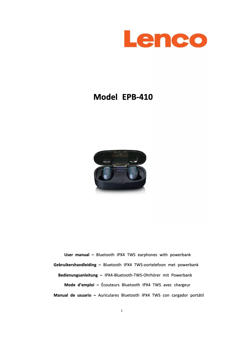 Page n°1 - Manuel utilisateur Lenco EPB-410