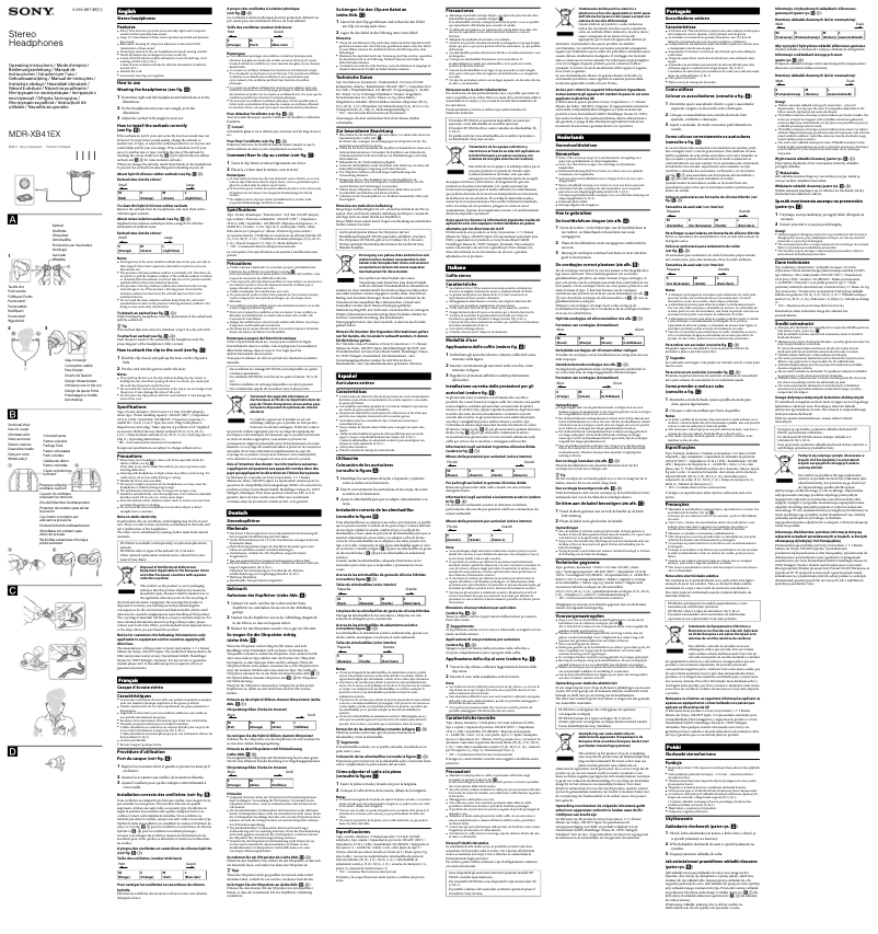 Page n°1 - Manuel utilisateur Sony MDR-XB41EX