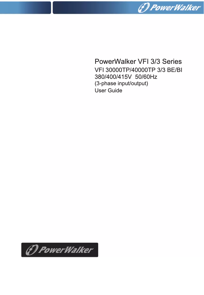 Page 1 de la notice Manuel utilisateur BlueWalker PowerWalker VFI 40000TP 3/3 BE