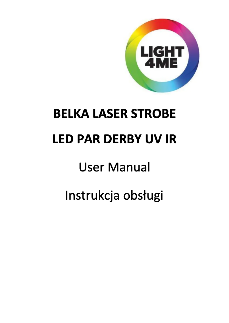 Page 1 de la notice Manuel utilisateur Light4Me DERBY UV IR