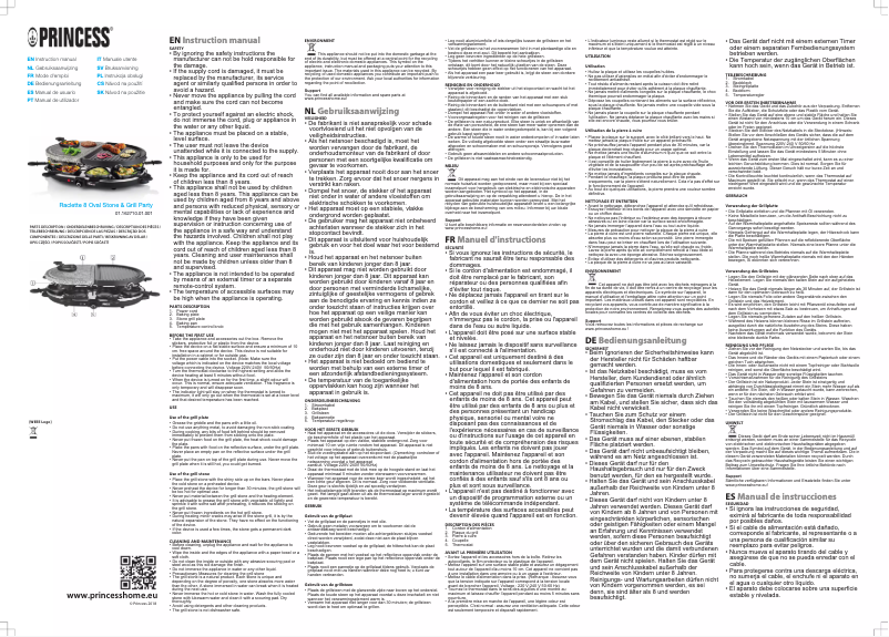 Page n°1 - Manuel utilisateur Princess Raclette 8 Stone & Grill Party 162820