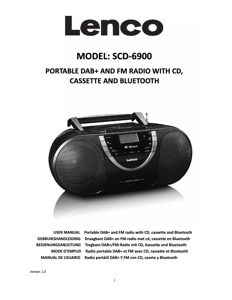 Page 1 de la notice Manuel utilisateur Lenco SCD-6900