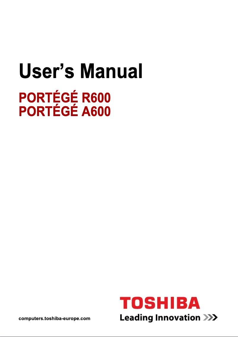 Page n°1 - Manuel utilisateur Toshiba Portege R600