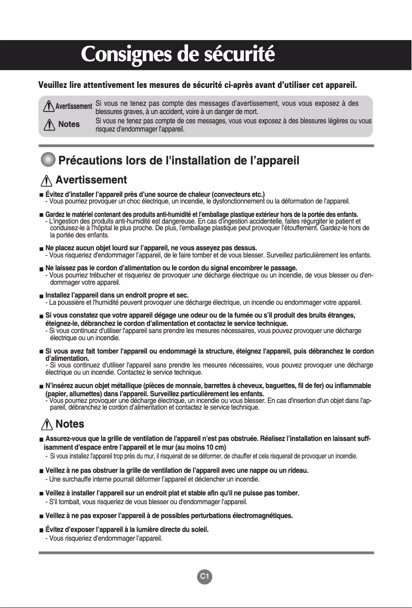 Image de la première page du manuel de l'appareil M4201C