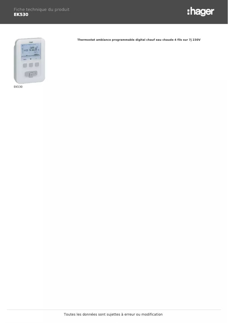 Image de la première page du manuel de l'appareil EK530