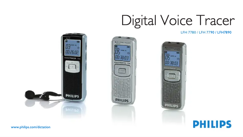 Page 1 de la notice Manuel utilisateur Philips Digital Voice Tracer LFH 7780