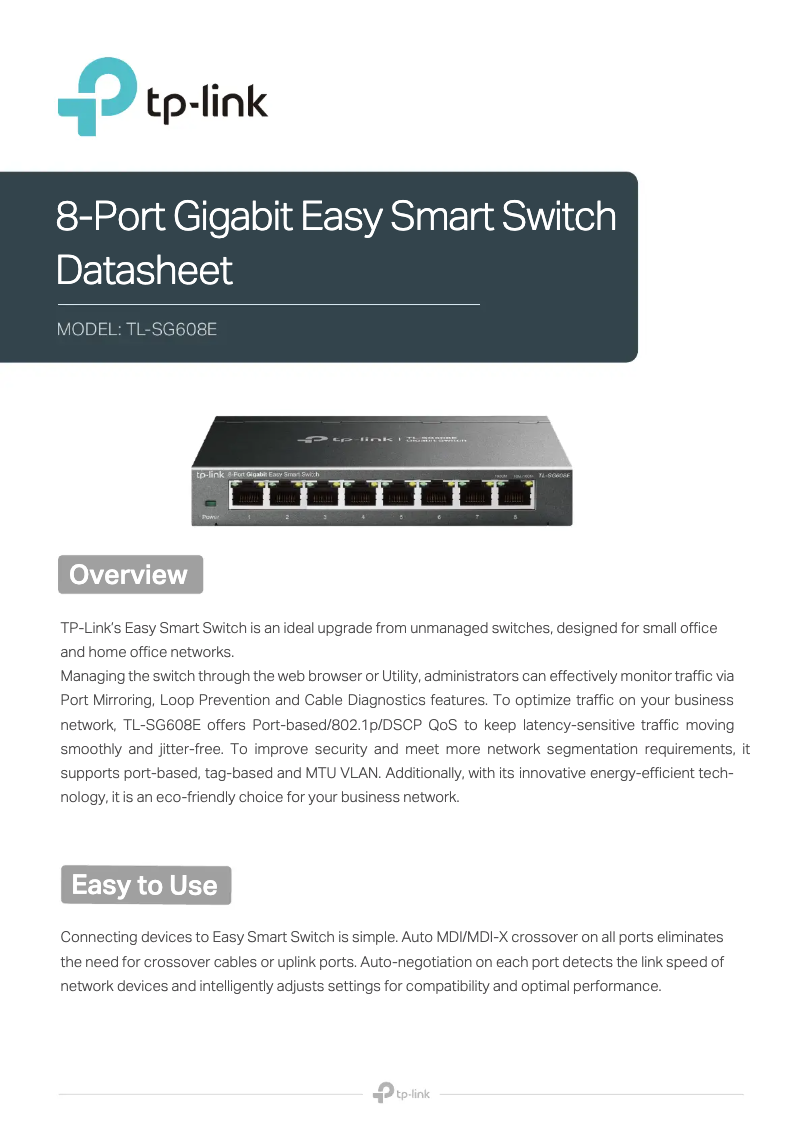 Image de la première page du manuel de l'appareil TL-SG608E