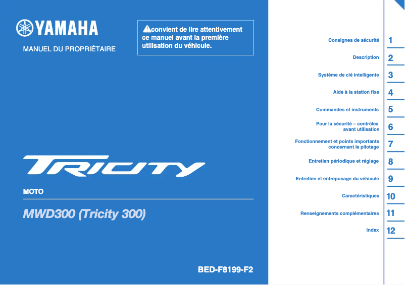 Image de la première page du manuel de l'appareil Tricity 300 (2023)
