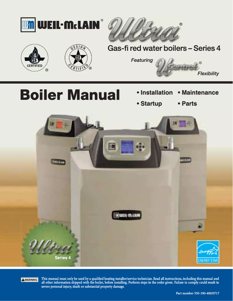 Page 1 de la notice Manuel utilisateur Weil-McLain Ultra Serie 4