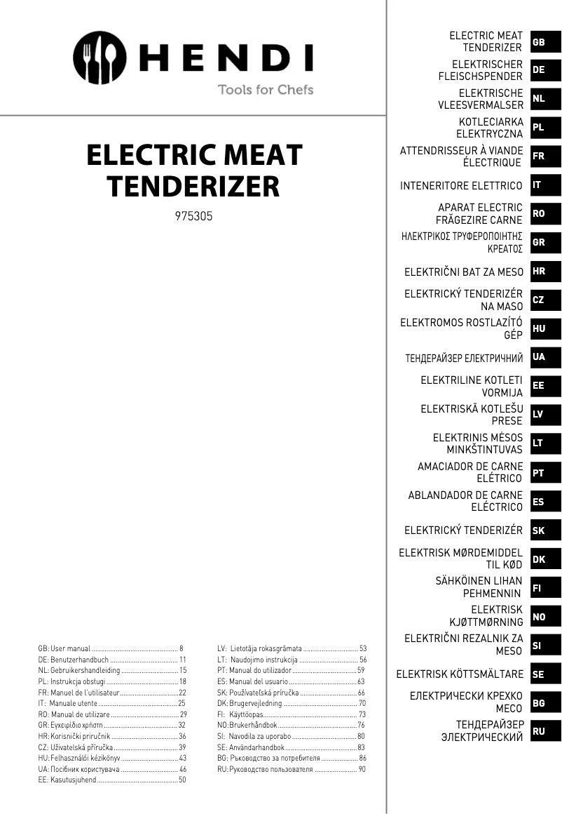 Page n°1 - Fiche technique Hendi 975305
