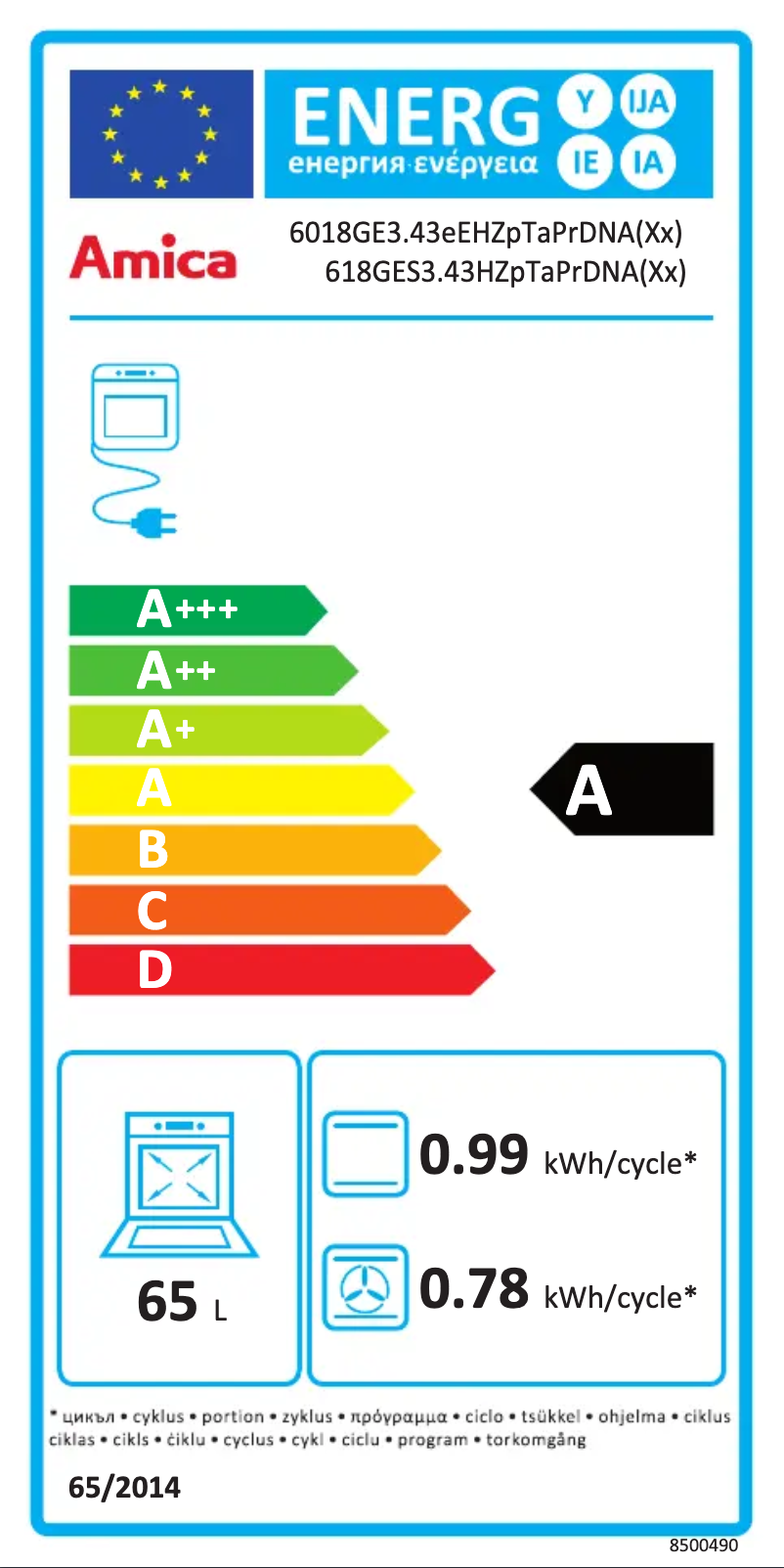 Page n°1 - Manuel utilisateur Amica 618GES3.43HZPTAPRDNA(XX)