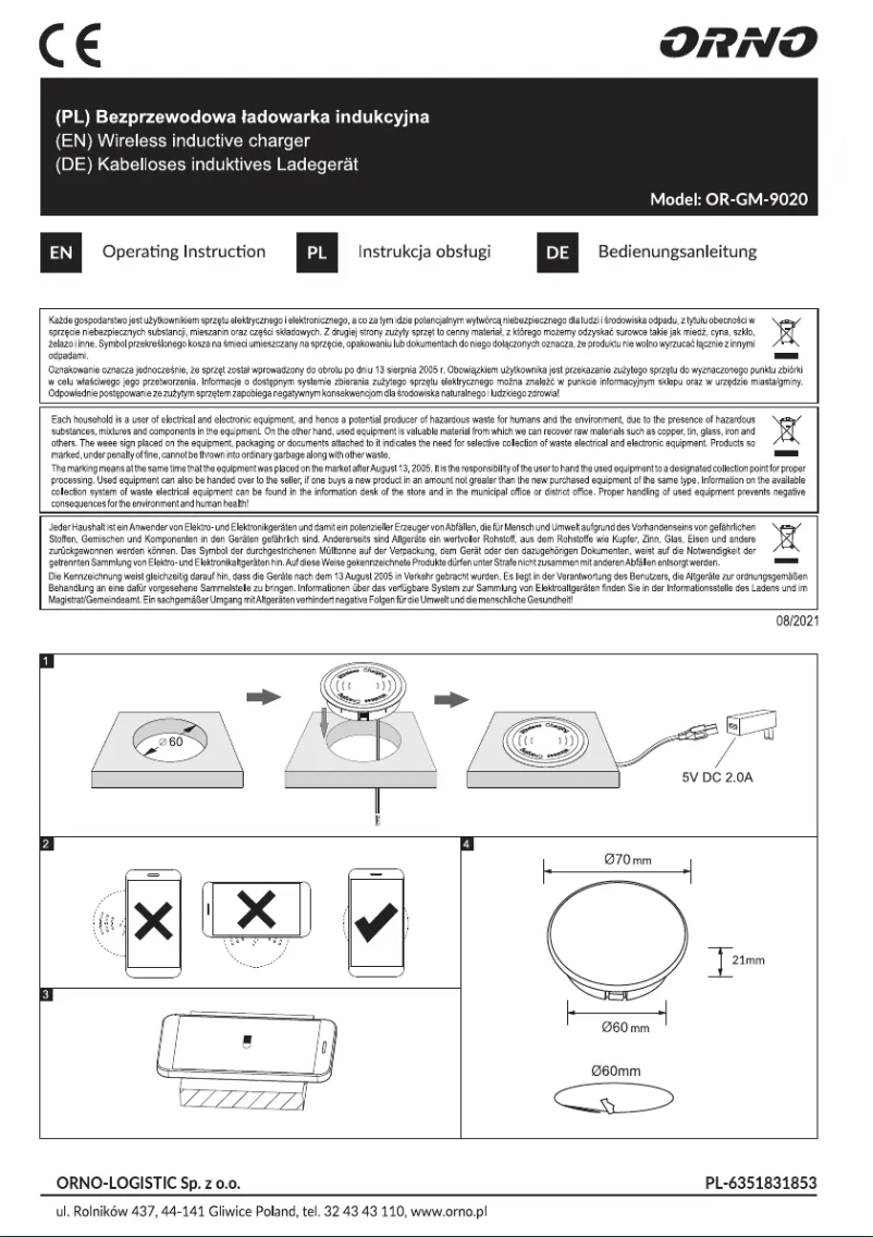 Image de la première page du manuel de l'appareil OR-GM-9020