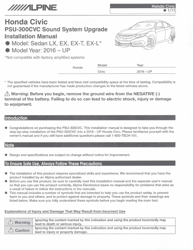 Image de la première page du manuel de l'appareil PSU-300CVC