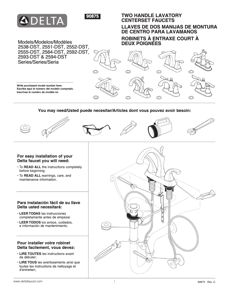 Página 1 del manual Ficha técnica Delta 2538-SSMPU-DST