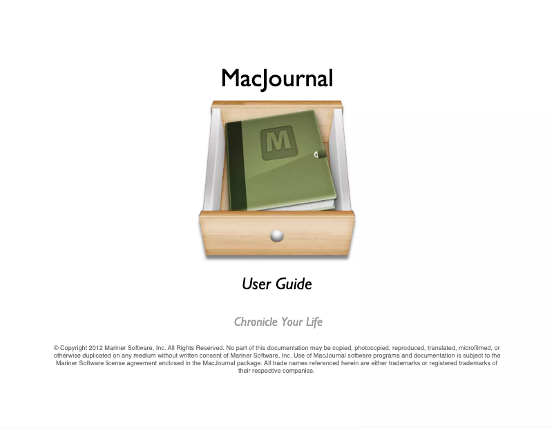 Page n°1 - Manuel utilisateur Mariner Software MacJournal 6.0