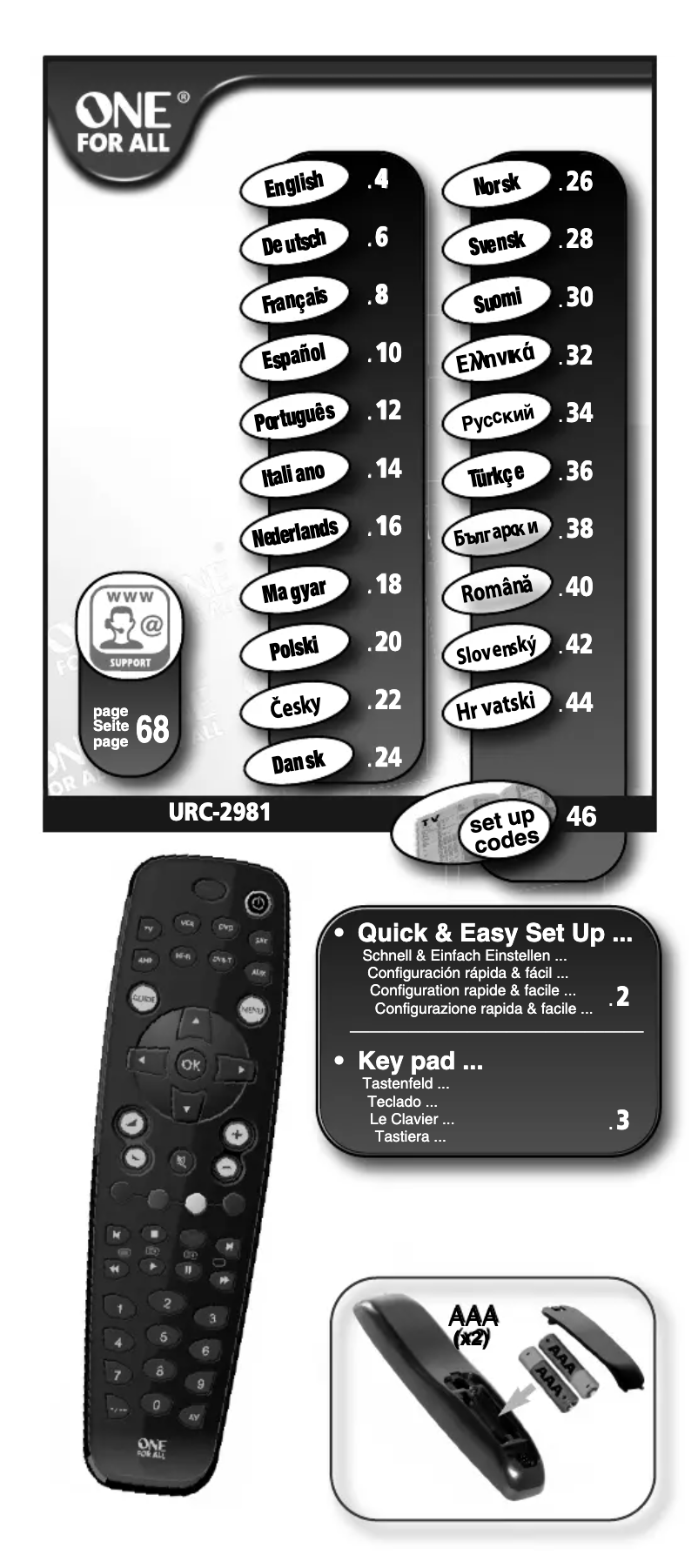 Page 1 de la notice Manuel utilisateur One for all Universal