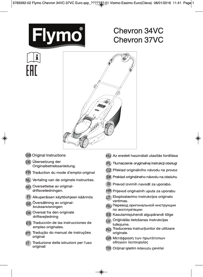 Página 1 del manual Manual de usuario Flymo Chevron 37VC