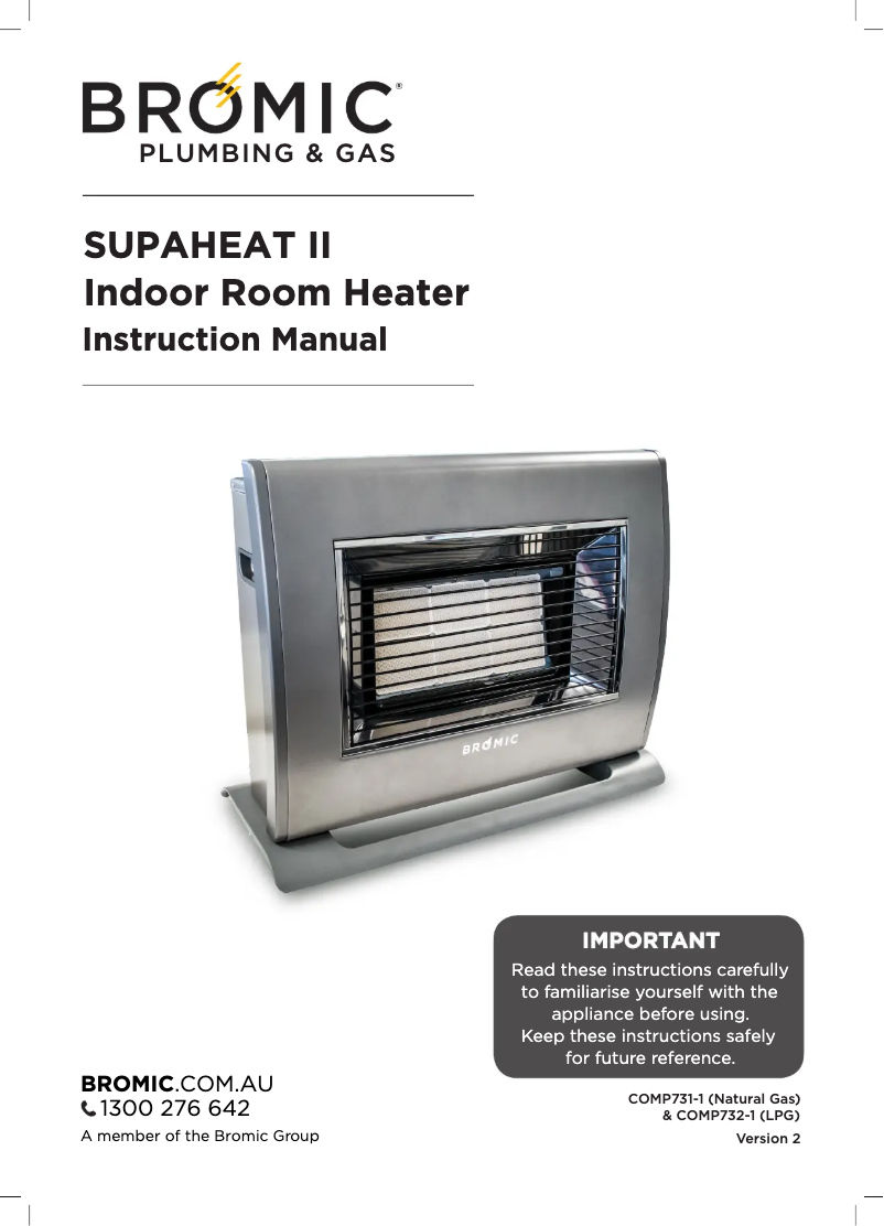 Page 1 de la notice Manuel utilisateur Bromic Supaheat II