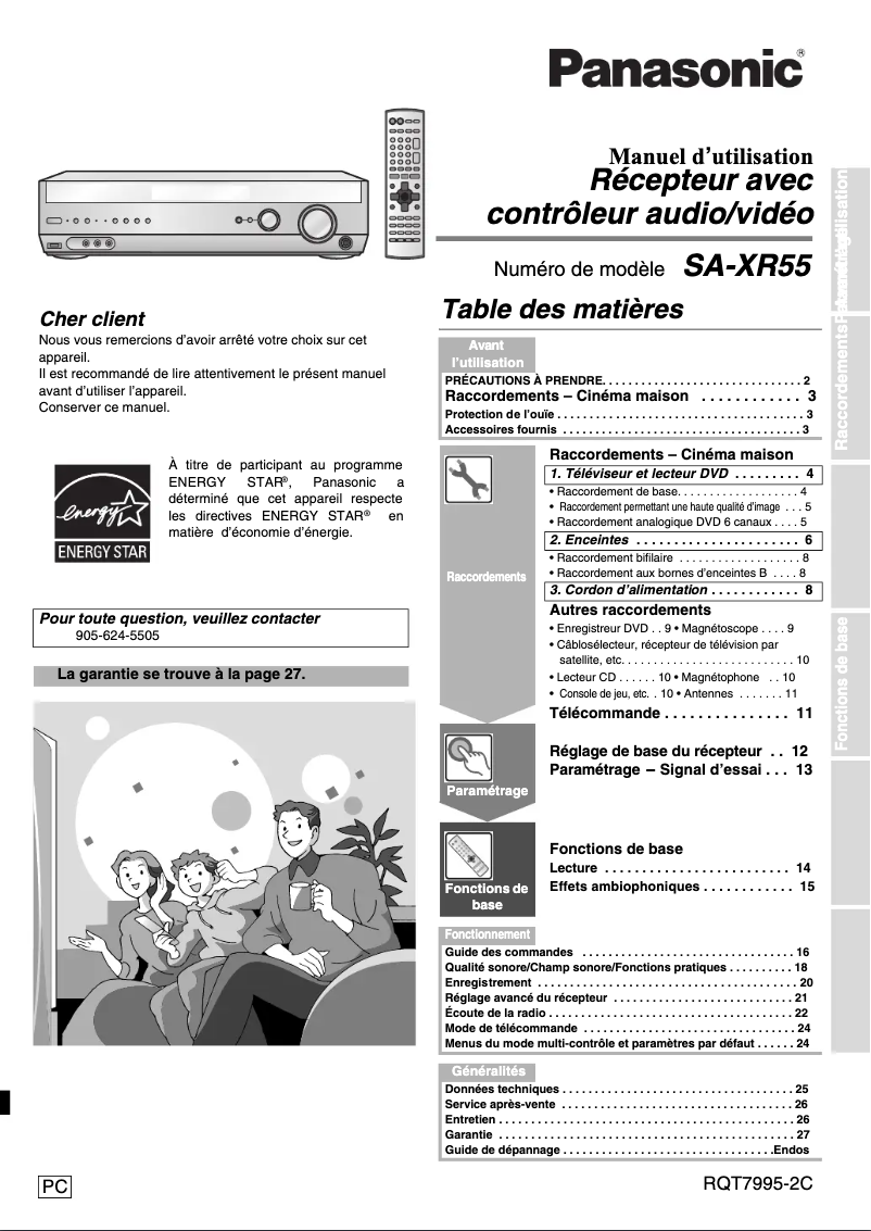 Image de la première page du manuel de l'appareil SA-XR55
