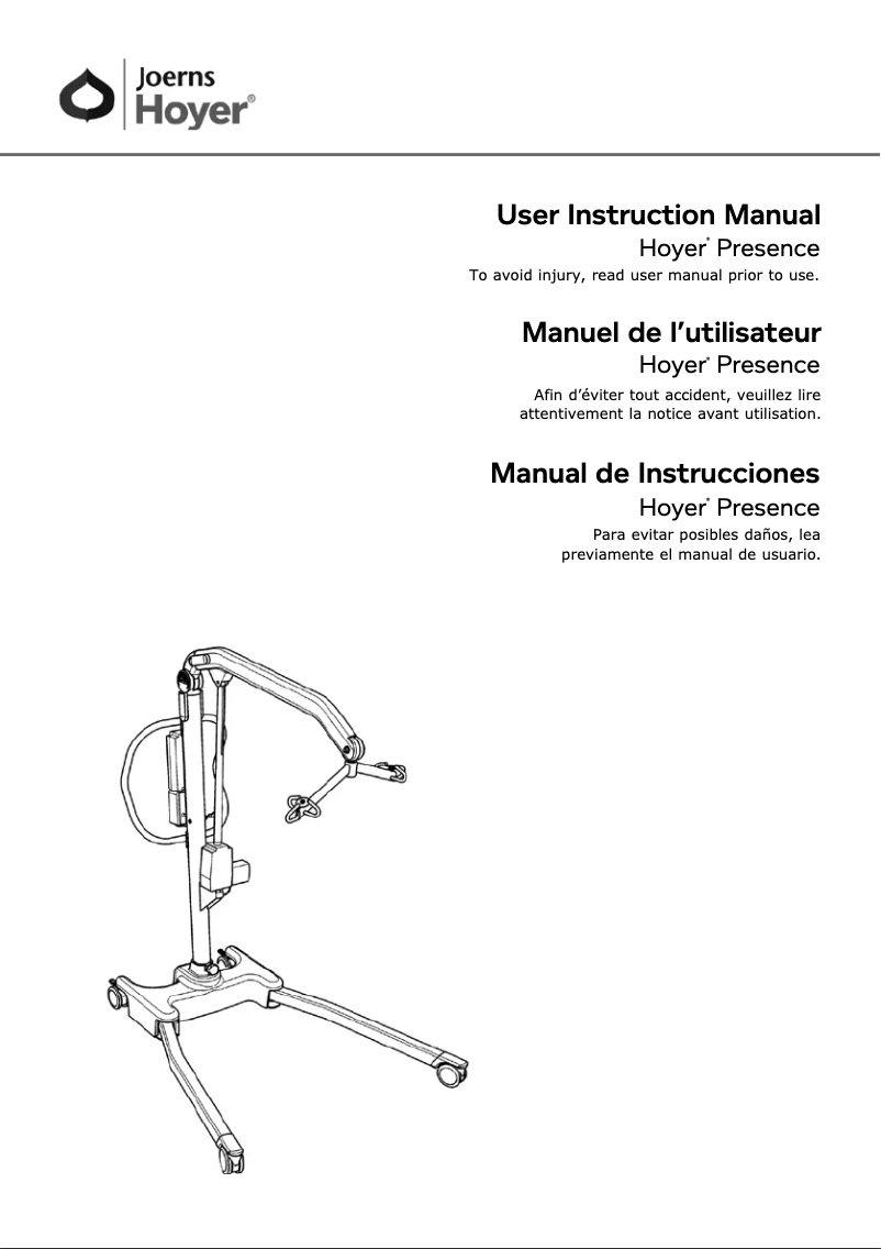 Page 1 de la notice Manuel utilisateur Joerns Hoyer Presence