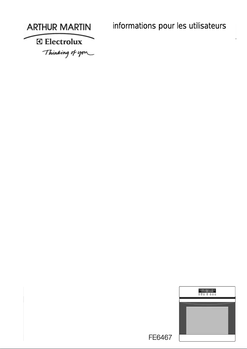 Page 1 de la notice Manuel utilisateur Arthur Martin-Electrolux FE 6467