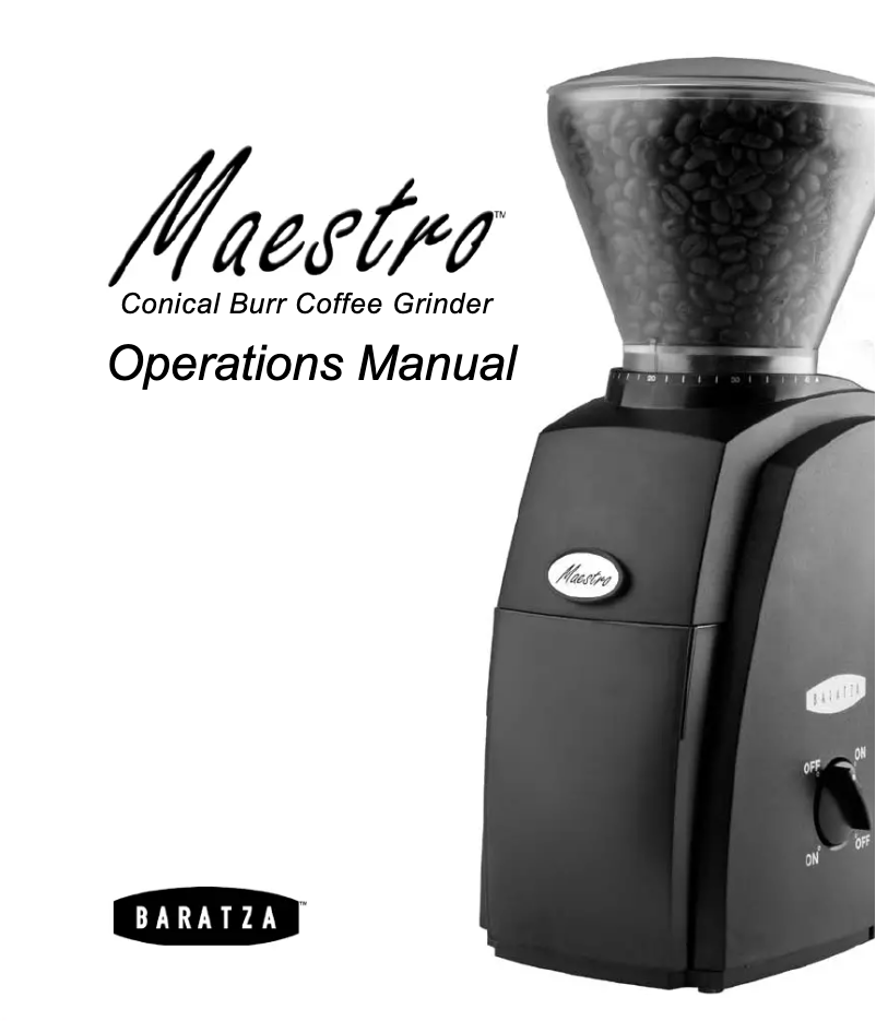 Page n°1 - Manuel utilisateur Baratza Maestro
