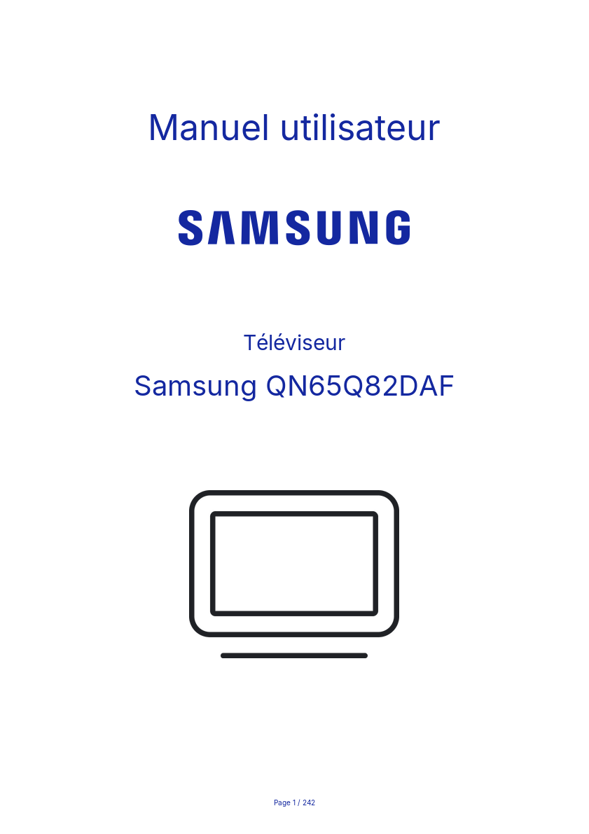 Page 1 de la notice Manuel utilisateur Samsung QN65Q82DAF