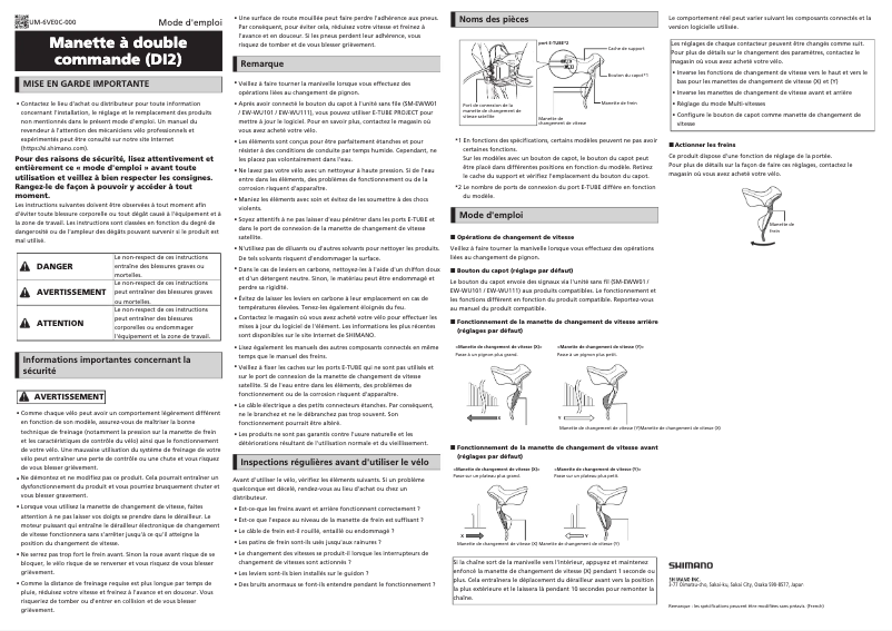 Page n°1 - Manuel utilisateur Shimano ST-R9150-L