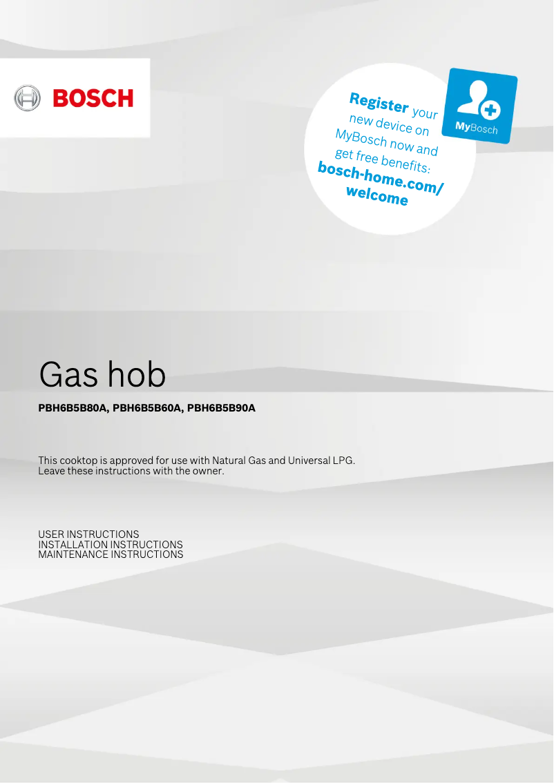 Página 1 del manual Guía de instalación Bosch PBH6B5B90A