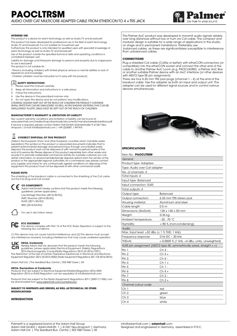 Page 1 de la notice Manuel utilisateur Palmer AoC Loom TRSm