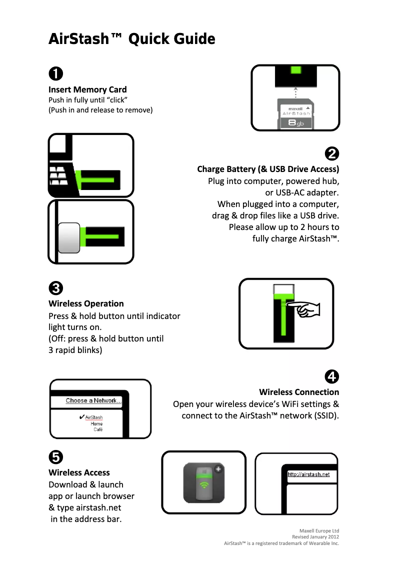 Page 1 de la notice Manuel utilisateur Maxell AirStash A02