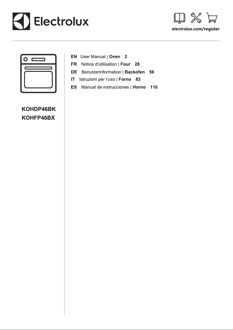 Página 1 del manual Manual de usuario Electrolux KOHDP46BK