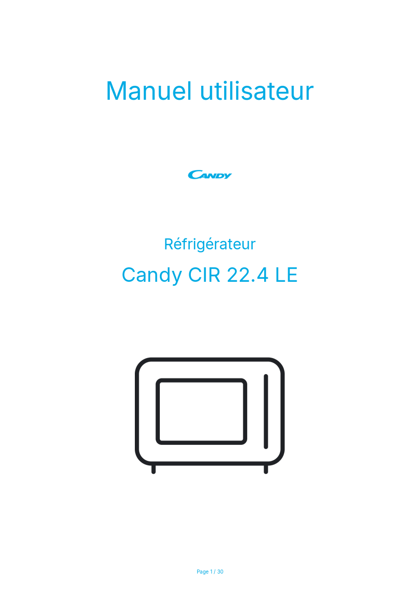 Page n°1 - Manuel utilisateur Candy CIR 22.4 LE