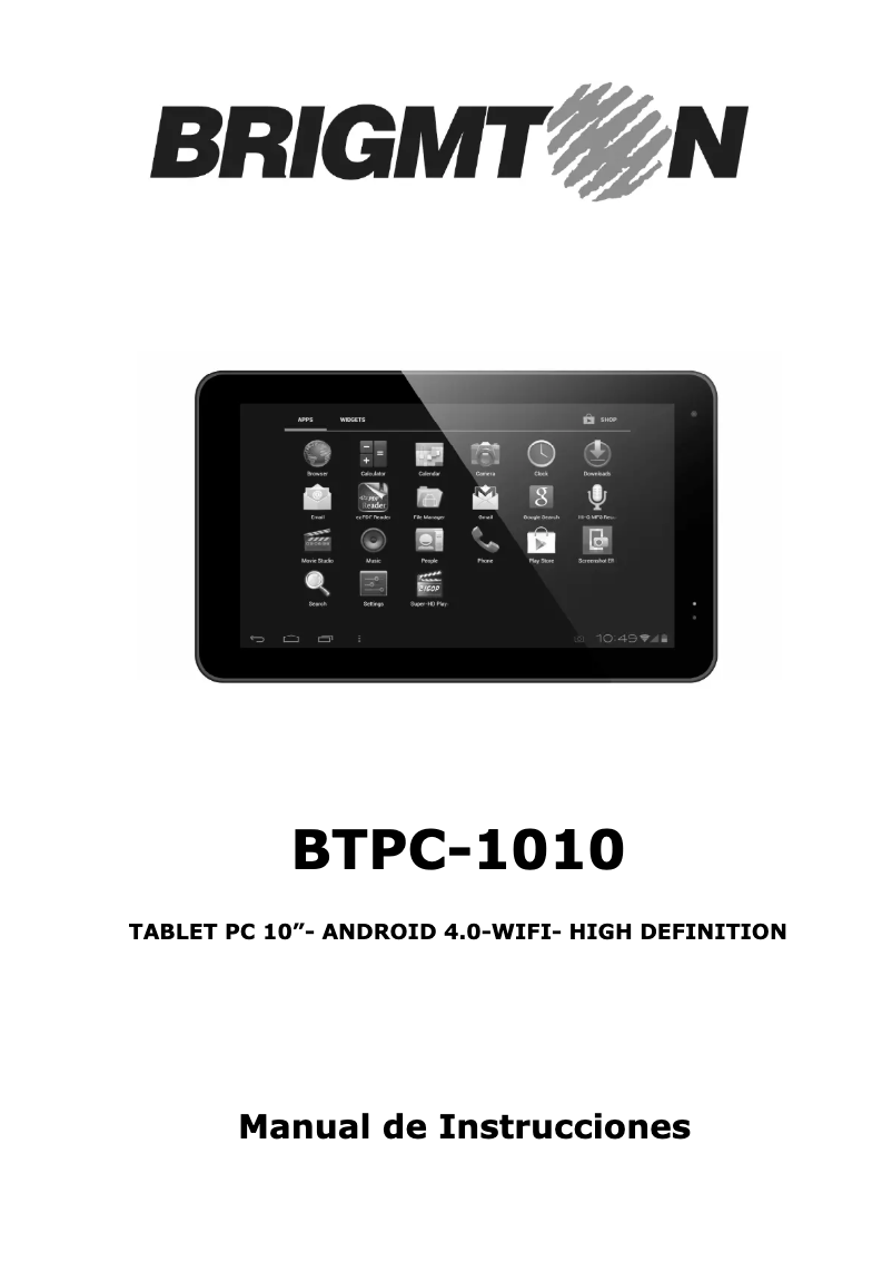 Image de la première page du manuel de l'appareil BTPC-1010