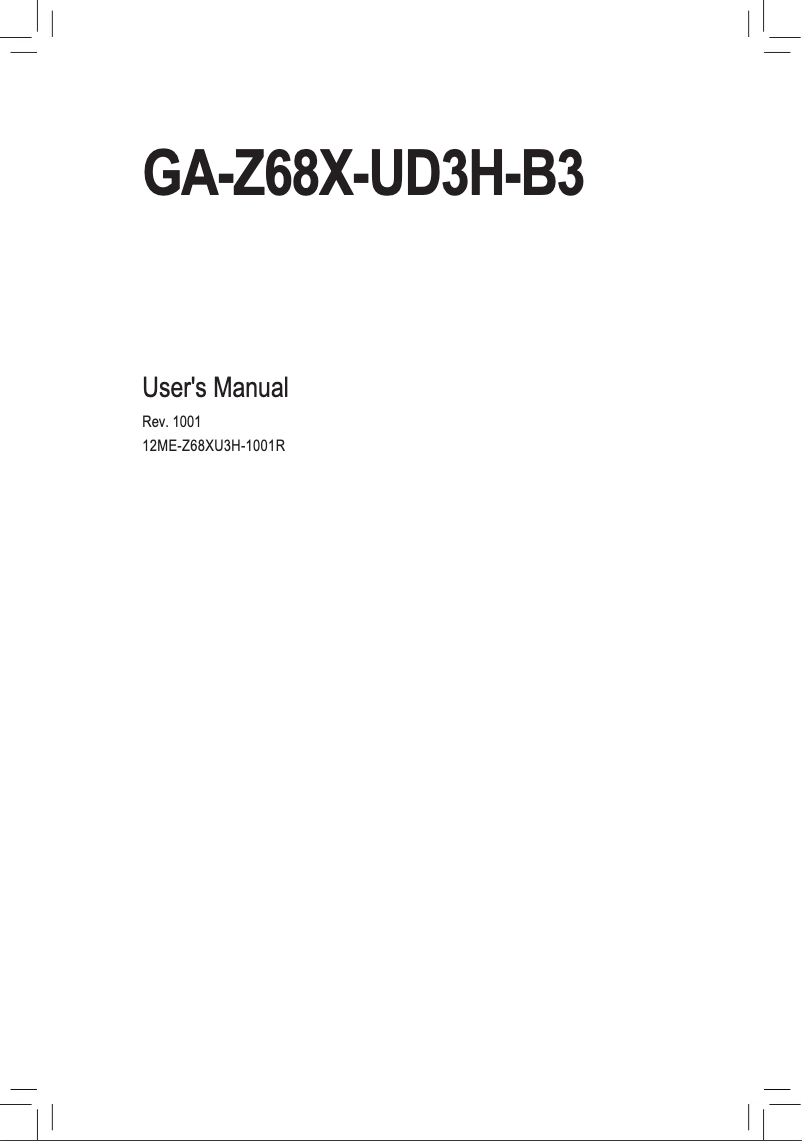 Page 1 de la notice Manuel utilisateur Gigabyte GA-Z68X-UD3H-B3
