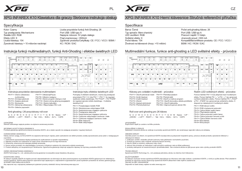 Page n°1 - Manuel utilisateur XPG Infarex K10