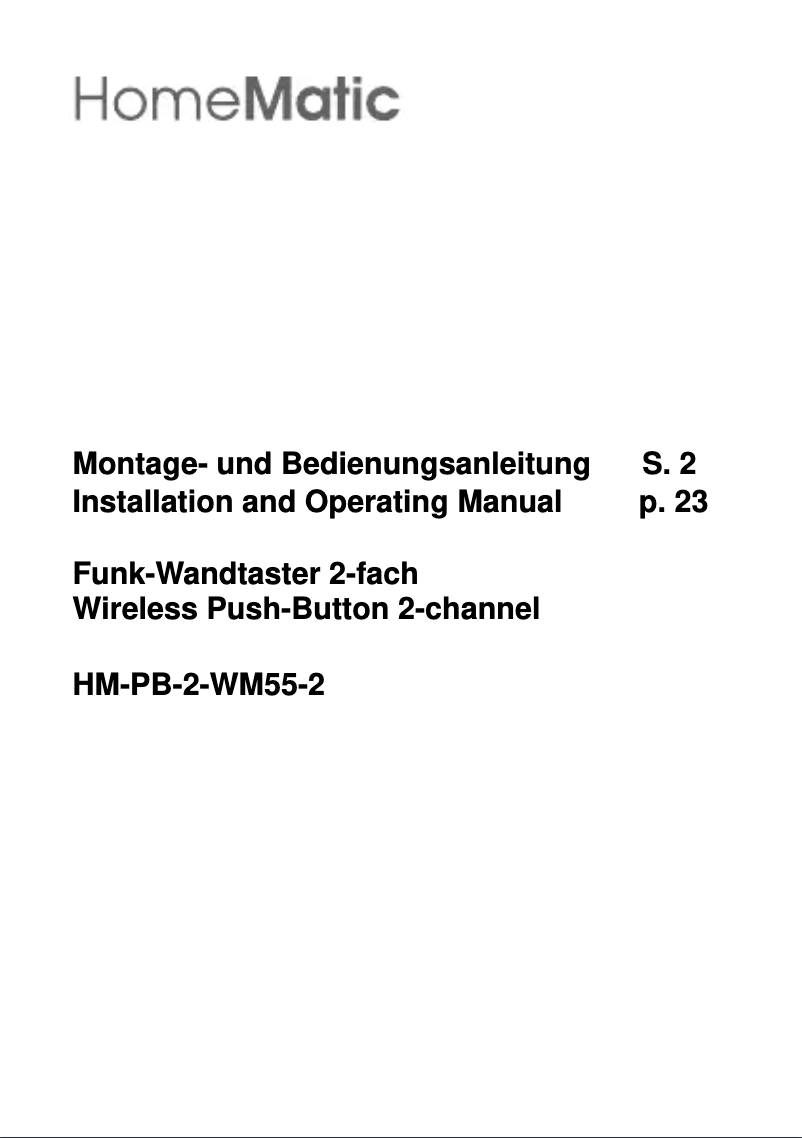 Page n°1 - Manuel utilisateur Homematic IP HM-PB-2-WM55-2