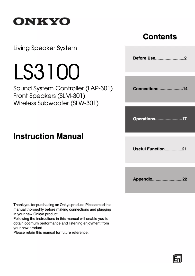 Image de la première page du manuel de l'appareil LS3100