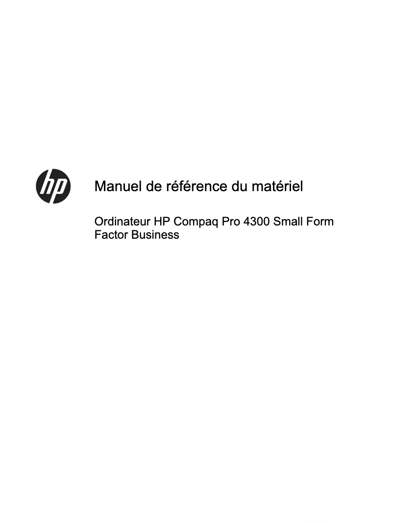 Page 1 de la notice Manuel utilisateur HP Compaq Pro 4300