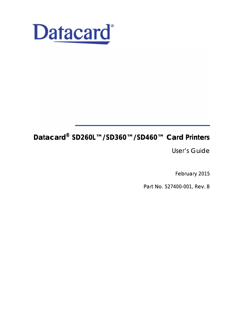 Page n°1 - Manuel utilisateur Datacard SD460