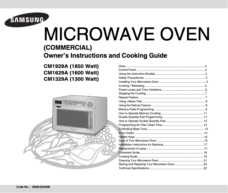 Page n°1 - Manuel utilisateur Samsung CM1629A