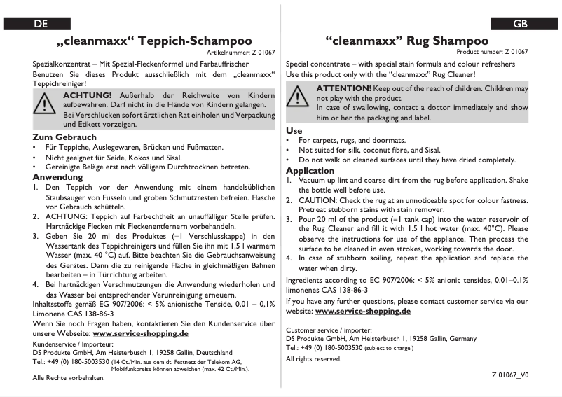 Page 1 de la notice Manuel utilisateur EasyMaxx 01067