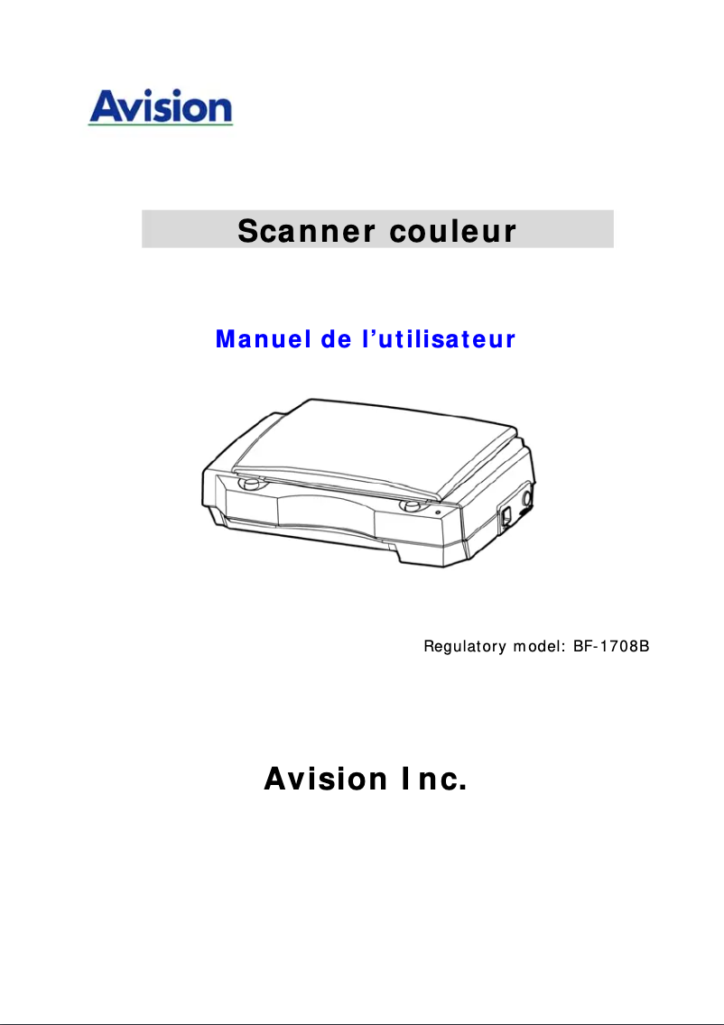 Page 1 de la notice Manuel utilisateur Avision IDA6