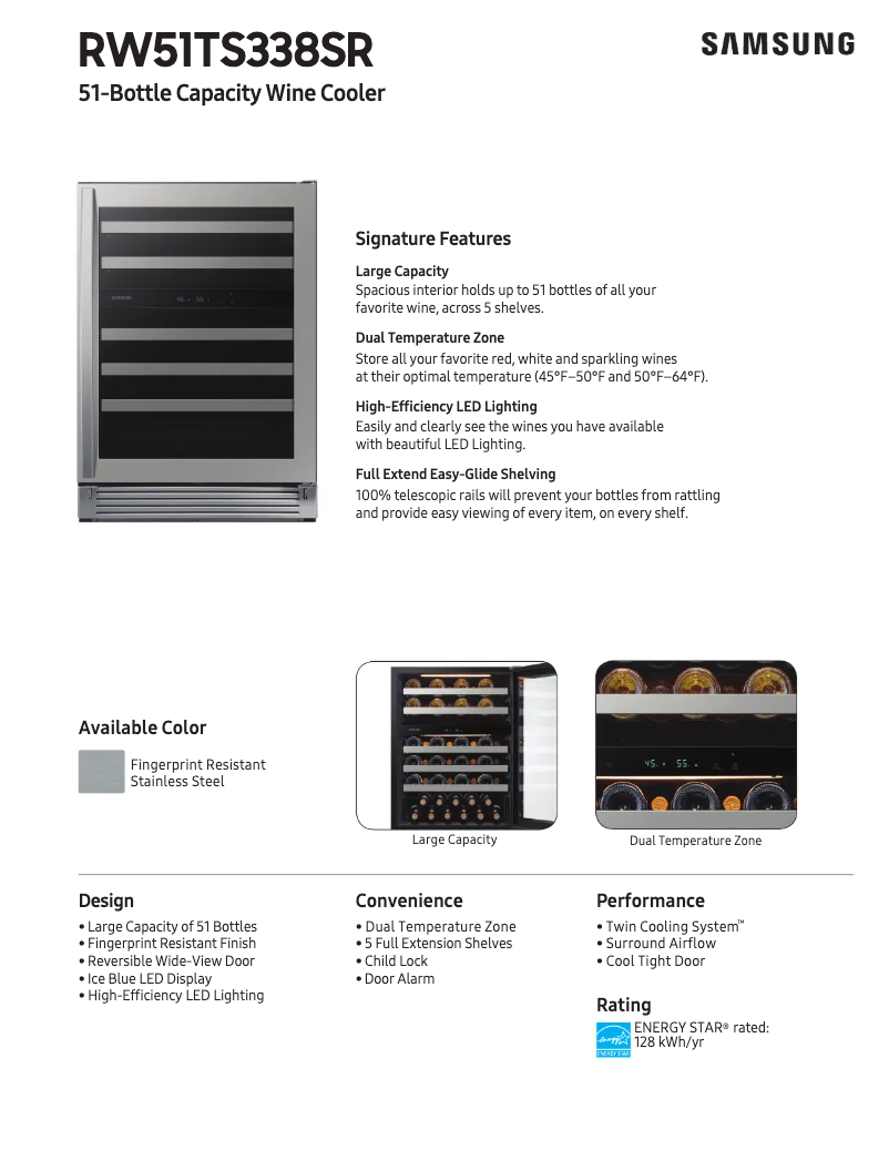Page n°1 - Fiche technique Samsung RW51TS338SR