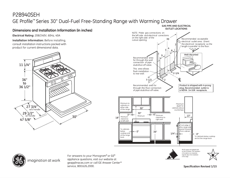 Image de la première page du manuel de l'appareil Profile P2B940SEHSS