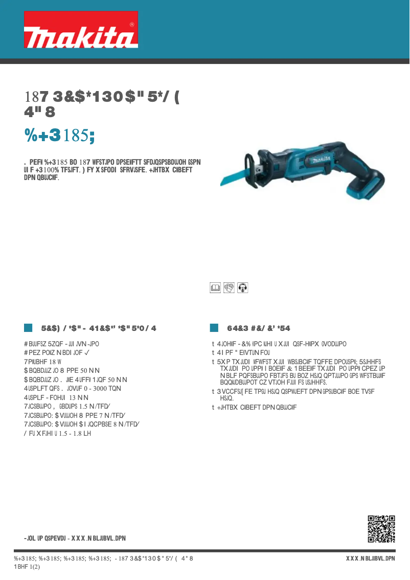 Page 1 de la notice Fiche technique Makita DJR185Z