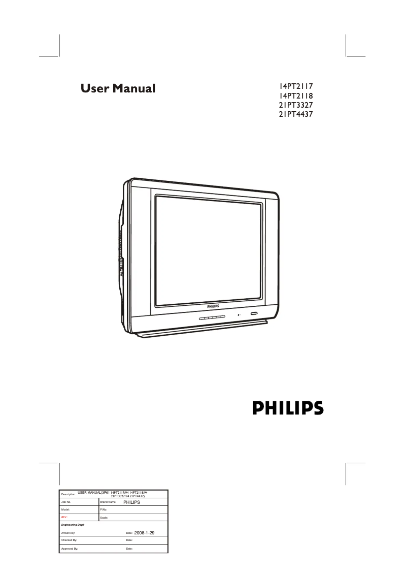 Page 1 de la notice Manuel utilisateur Philips 21PT3327