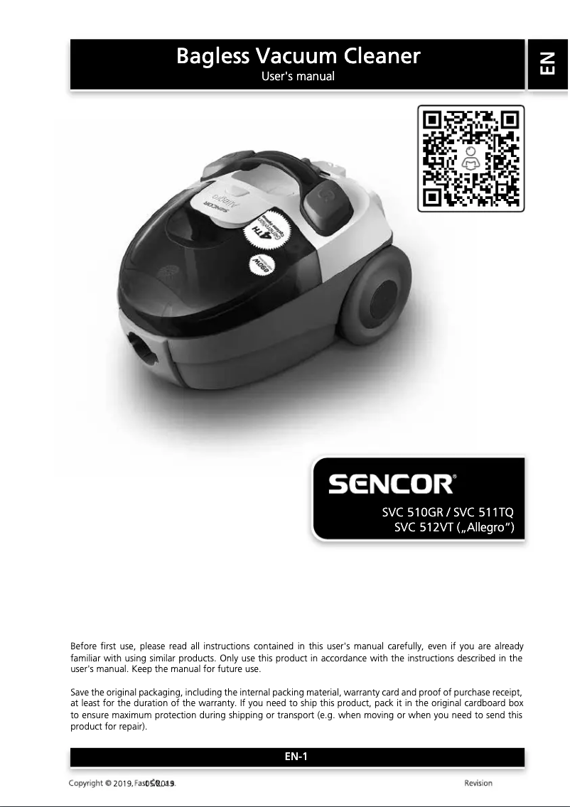 Page n°1 - Manuel utilisateur Sencor SVC 511TQ