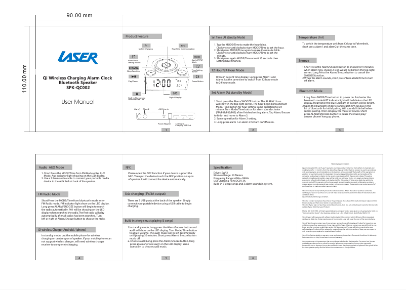 Page n°1 - Manuel utilisateur Laser SPK-QC002