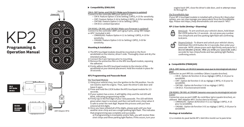 Page n°1 - Manuel utilisateur Compustar KP2